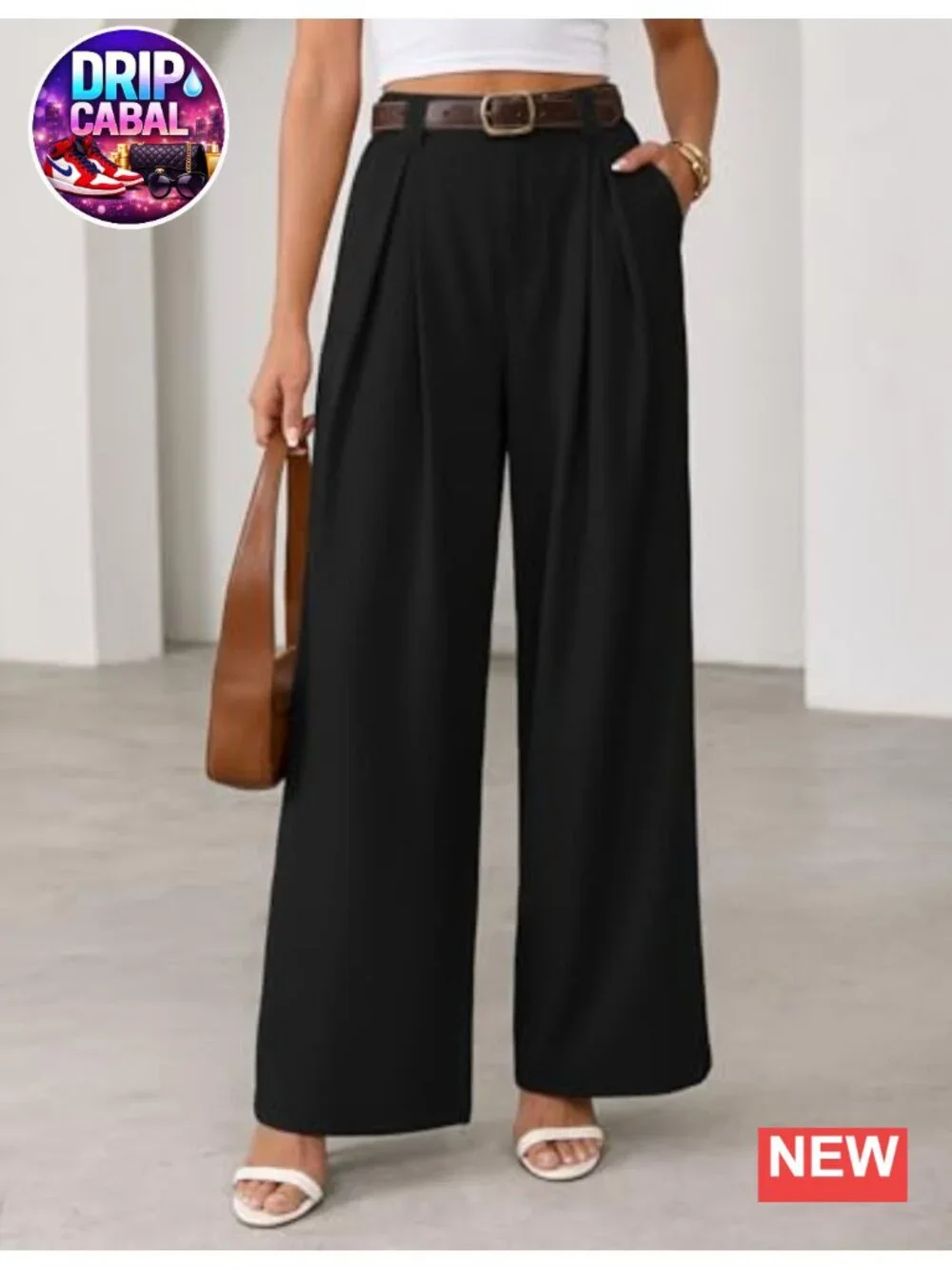 High Waisted Wide Leg Pleated Palazzo Pants for Women Dressy Work Trousers